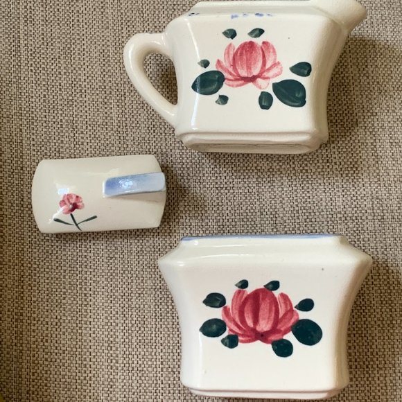 Other - Vintage- MCM Floral Art Deco Creamer & Sugar Set
